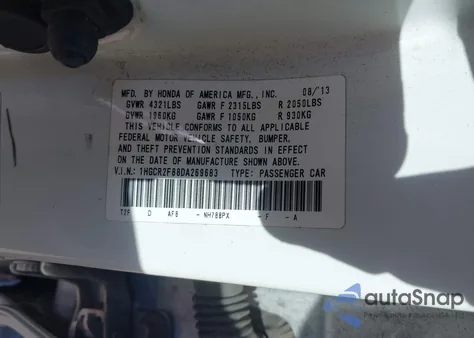 2013 Honda Accord Ex-L z USA, uszkodzony, nr VIN 1HGCR2F88DA269683